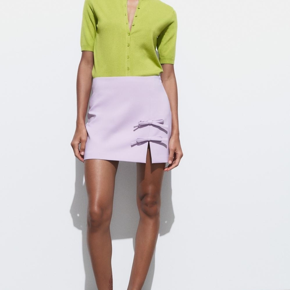 Zara Lavender Mini Skirt with Bow Accents